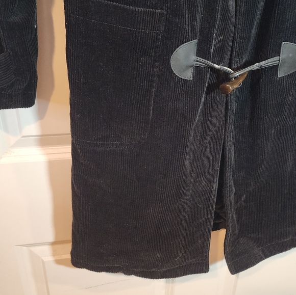 Lauren Jeans Co Ralph Lauren Black Long Toggle Corduroy Coat Jacket Size S - Picture 5 of 10